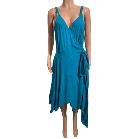 CITY CHIC Women’s Elegant Blue Wrap Dress - Picture 3 of 14